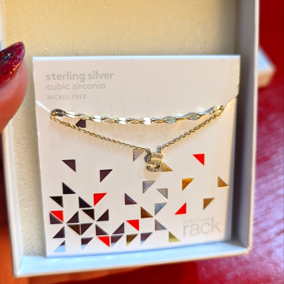 Letter S Initial Necklace Double Chain Sterling Silver Gold Plated Nordstrom - Picture 6 of 6